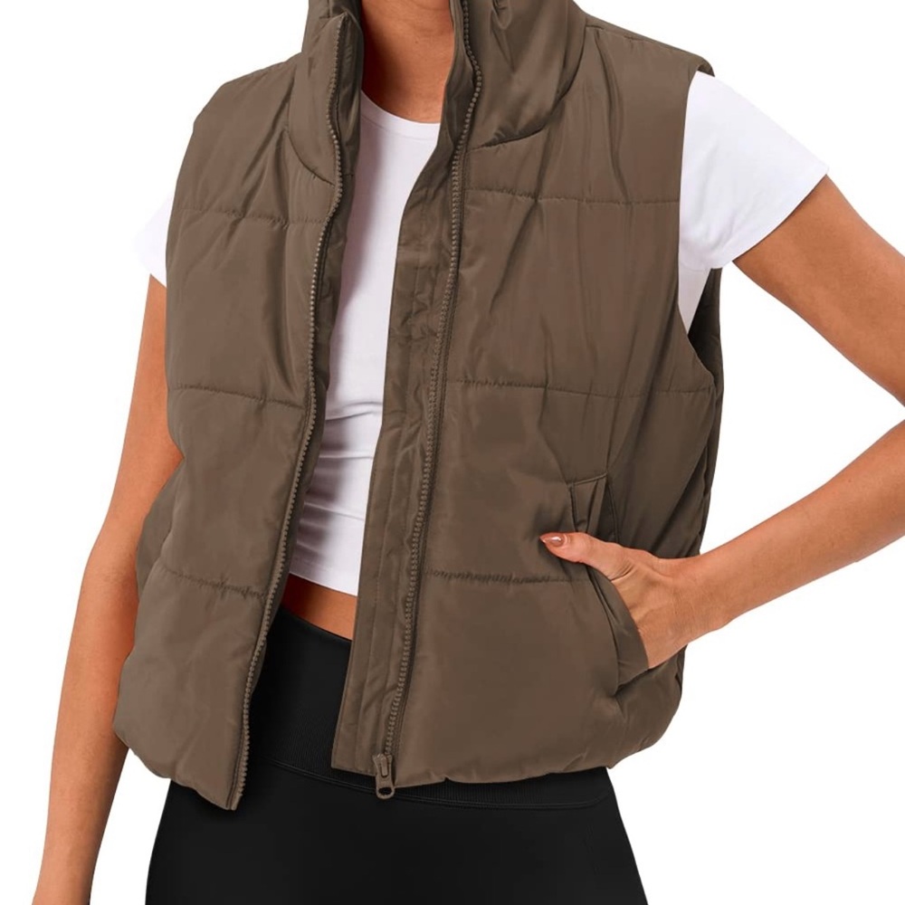 Automet Sleeveless Brown Puffer Vest